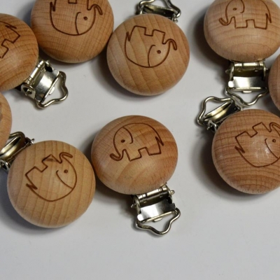 Baby Schnuller Clips | Elefant | Holz